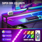 OLIXIS 47 Inch L Shaped Gaming Desk with LED Lights, Storage Shelves - Image 5