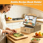 Cookbook Stand-Wooden Recipe Card Holder Box Kitchen Counter - Image 6
