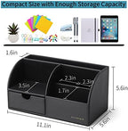 VLANDO Desk Organizer with Drawer, Leather Office Storage Caddy, Black - Image 3