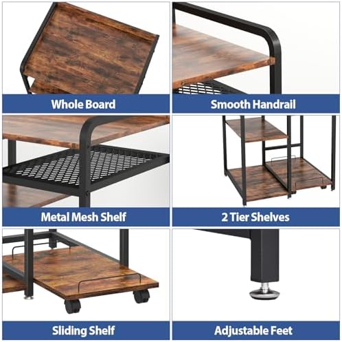 3-Tier Printer Stand with Storage Shelf and Power Outlet for Home Office - Image 3