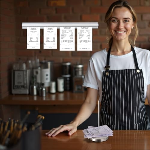 2 Pieces 24-inch Aluminum Sliding Restaurant menu Clip Rails with 2 Receipt Clip pins, Suitable for Restaurants, cafes, Kitchens, Offices, bar memo Organizers - Image 3