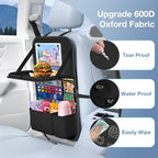 Car Backseat Organizer with Table Tray(2-Pack) 9 Storage Pockets Backseat Car Organizer and storage with Tablet Holder, Kick Mats Back Seat Cover for Kids family Road Trip Essentials Travel - Image 3