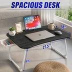 Multi-Feature Lap Desk with Cup Holder Tablet Slot and Storage Drawer - Portable Foldable Laptop Table for Bed Sofa and Floor - Metal Folding Legs 4 Colors - Image 4