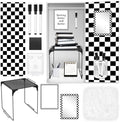 Demonwer 10 Pcs Locker Accessories Kit Black White Checkered Locker Organizer Magnetic Whiteboard Mirror Pen Holder Pen for Storage Organizing Shelf Back to School Party Supply by Demonwer