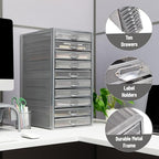 Mind Reader 10-Drawer Desk Organizer for Office Supplies, Crafts, Mail Sorting & More, Metal Mesh, Silver - Image 6