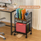 Tiaoheka Rolling File Cabinet with Adjustable Dividers, Mobile Filing Cabinet with 2 Storage Drawers on Lockable Wheels, Hanging File Organizer Beside Under Desk for Office, Home（Patent Pending） - Image 6