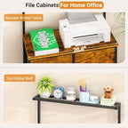 ThreeHio File Cabinet with 4 Fabric Drawers, Lateral Filing Cabinets for Home Office, Large Printer Stand with Storage Shelf, Office Storage File Organizer Hanging Letter/A4 Size Folders, Rustic Brown - Image 5