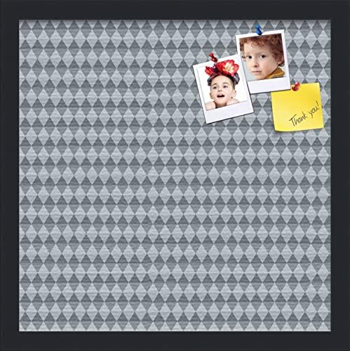 PinPix 16x16 inch Cork Bulletin Board. This Decorative Framed Pin Board Comes with Diamond Pattern in Grey and Blue Design and Satin Black. Ideal for Home, Office Decor or School (PinPix-227) by PinPixBulletinBoards