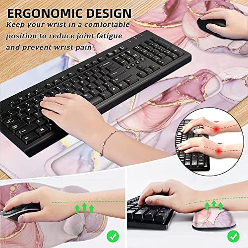 Large Desk Mat, Mouse Pad with Wrist Support, Keyboard Wrist Rest Set - Image 3