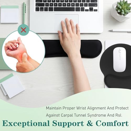 10 Pcs Ergonomic Mouse Pad and Keyboard with Wrist Support Set - Soft Memory Foam & Rubber Base Comfort Rest for Typing, Gaming, Computer, Laptop, Office, Home Use - Image 5