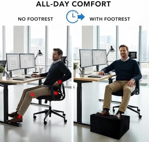Foot Rest Under Desk, Ergonomic Foot Stool for Office and Home (Black) - Image 4