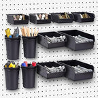 Pegboard Bins And Cups, 12 Pack Peg Board Hardware Nail and Screw Organizer by GCORE