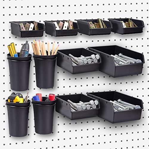 Pegboard Bins And Cups, 12 Pack Peg Board Hardware Nail and Screw Organizer by GCORE