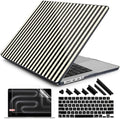 DONGKE Compatible with MacBook Pro 16 Inch Case (2026-2021 Release, M5 M4 M3 M2 M1 Pro/Max Chip), Plastic Hard Shell with Keyboard Cover & Screen Protector for MacBook Pro 16", Black & Cream Stripes by DONGKE