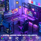 Aheaplus Small L Shaped Desk Gaming Desk with LED Lights & Power Outlets - Image 3