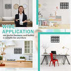 Geelin 2 Pcs Acrylic Business Card Holder Wall Mount Black Business Card Display Holder with Hanging Hardware Vertical Sticker Display Rack Organizing Stand for Office Home (16 Pockets) - Image 6