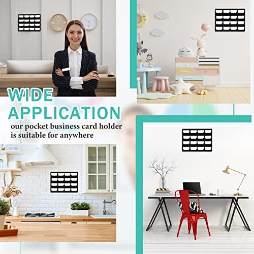 Geelin 2 Pcs Acrylic Business Card Holder Wall Mount Black Business Card Display Holder with Hanging Hardware Vertical Sticker Display Rack Organizing Stand for Office Home (16 Pockets) - Image 6