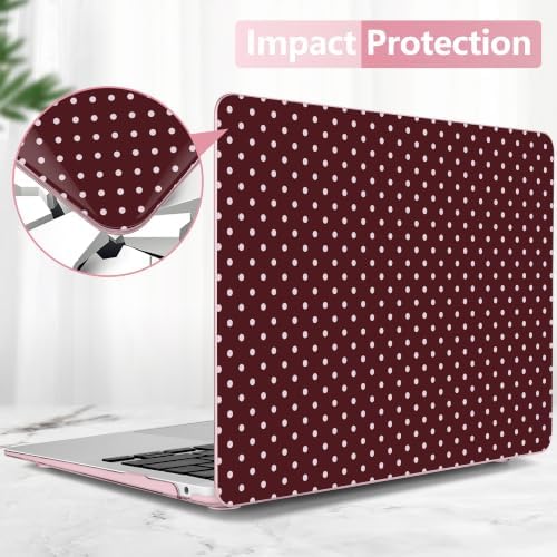 DONGKE Case for MacBook Air 13 Inch (2021-2018 Models A2337 M1/A2179/A1932), Burgundy Polka Dots Hard Shell Case with Keyboard Protector, Compatible with Retina Display and Touch ID - Image 7