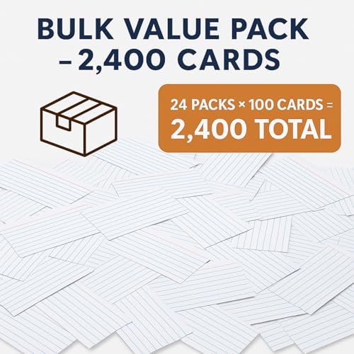 WritePads Index Cards Bulk, 2400 Flash Cards (24 Packs of 100), Wide Ruled Notecard, Blank Back Note Cards, Lined Flashcards for Studying School Home and Office, Made in USA (4x6) - Image 6