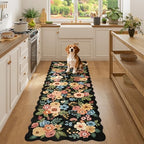 DUKINO 2x6 Runner Rug, Floral Washable Rug for Kitchen Non Slip, Navy Blue - Image 5