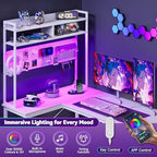 Apicizon L Shaped Gaming Desk 53" with Hutch, LED Light and Drawer - Image 4