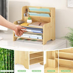 Bamboo File Organizer for Desk, Desktop Paper Tray and Mail Holder - Image 7