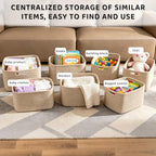 4 Pack Storage Baskets for Organizing, 11''Lx9''Wx8''H Woven Baskets for Storage Toys, Towels, Books, and Clothes, Cotton Rope Basket for Shelves with Handle Brown - Image 6