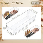 15 Pcs Plastic Clear Drawer Organizer, 10×3.3×2inch Desk Drawers Divider Storage Bins, Stackable Rectangle Drawer Trays, for Office Desk Bathroom Makeup Jewelry Kitchen Utensils - Image 2