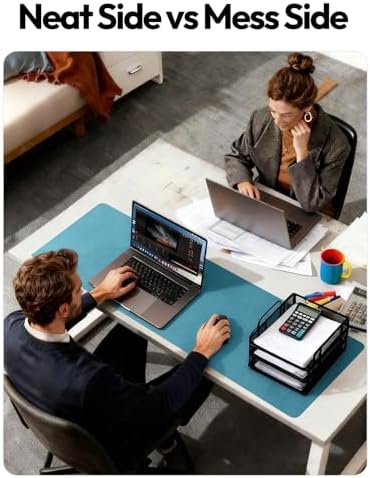 YSAGi Leather Desk Pad Protector, Office Desk Mat, Large Mouse Pad, Non-Slip PU Leather Desk Blotter, Laptop Desk Pad, Waterproof Desk Writing Pad for Office and Home (Turquoise,47.2" x 23.6") - Image 6