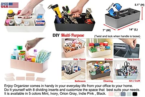 -Large Portable Caddy, DIY Dividers, 8 Compartments, School Office Supplies Home Business Organizer Portable Basket with Handle Made in USA (6 PACK, Royal Purple) - Image 3