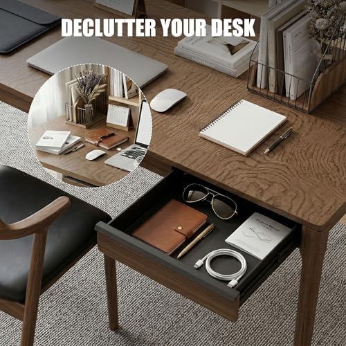 Under Desk Drawer, Solid Walnut Wood Panel – Sturdy Ball Bearing Slides, Easy Under-Desk Mount, Integrated Handle, Desktop Organizer for Office & Home Workstation - Image 4