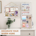 Teling 9 Pack Wood Bulletin Boards with Linen 12''x 16'' Cork Board for Walls with 90 Pushpin Decorative Wood Framed Display for School Office Home Decor (Netural White) - Image 5