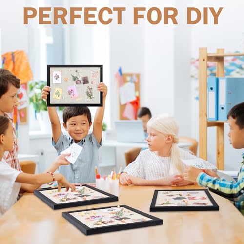 Teling 9 Pack Wood Bulletin Boards with Linen 12''x 16'' Cork Board for Walls with 90 Pushpin Decorative Wood Framed Display for School Office Home Decor (Black) - Image 6