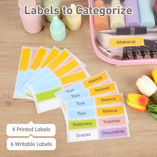 3 Pack Extra Large Clear Hard Shell Zipper Case with Labels, Pink - Image 4