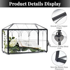 LargeBlack and Glass Card Box for wedding with Lock and Slot - Wedding Envelope Card Holder for Reception Clear Lock Box with Key Geometric Handmade Vintage Card Box for Wedding Party (Large-Black) - Image 5