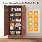 COFaR 71" Metal Pantry Cabinet in Brown, 5-Tier Storage with Adjustable Shelves, Metal-Tone Cupboard for Kitchen, Office & Living Room Organization - Image 6