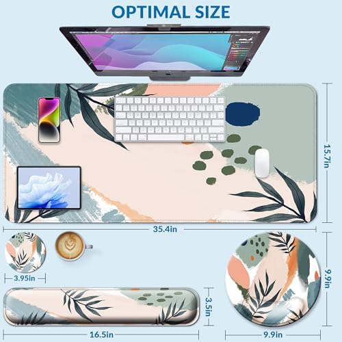 Desk Mat Set Keyboard and Mouse Pad with Wrist Rest Support - Image 3