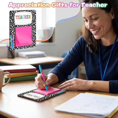 Eersida 24 Pcs/12 Sets Back to School Teacher Gift Daycare Teacher Appreciation Gifts Bulk Teachers Thank You Gift Wood Post Sticky Note Holder Composition Pencil Preschool Elementary Office Supply - Image 4