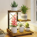 LASZOLA Plant Stand Indoor Tabletop Shelf Small for Desk, Wooden Brown by LASZOLA