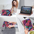 Case for Kindle Fire HD 10 & 10 Plus Tablet (13th/11th Generation, 2023/2021 Release) 10.1" - PU Leather Flip Case with Elastic Band & Card Slots/Holder, Multi-Angle Stand Cover - Colorful Butterfly - Image 5