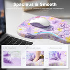 Ospelelf Keyboard Wrist Rest and Mouse Pad Set, Ergonomic Memory Foam Wrist Support, Aesthetic Desk Accessories for Office, Home & Gaming, Relief for Carpal Tunnel & Wrist Pain, Purple Floral - Image 3