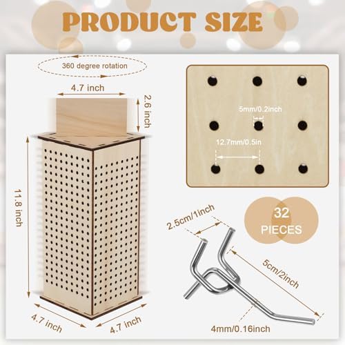 Kigley 4 Sided Rotating Display Stand, Wood Rack, 4.7 x 4.7 x 11.8 Inch - Image 2
