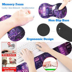 4-Piece Extended Large Mouse Pad Set for Women Men with Purple Anime Design Includes 35.4 x 15.7 XXL Large Mouse Pad Keyboard Wrist Rest Mouse Wrist Support and Coaster for Office Home - Image 6