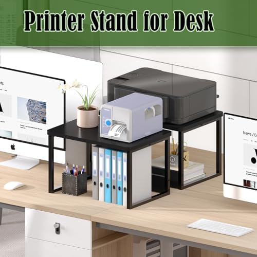 MARTY Desktop Printer Stand 2 Pack Printer Shelf for Desk Home/Office,Black - Image 2