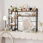 COCO DESIGN 4-Tier Desk Shelf, 38.6" Desktop Organizer Shelf with Grid Panel, Desk Hutch for Computer Monitor, Desktop Bookshelf Storage Rack for Home Office Wood Table Organizer Counter Shelf - Image 7
