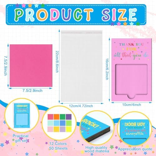 Motipuns 36 Pcs Christmas Appreciation Gift Colorful Sticky Note Pad Holder - Image 2