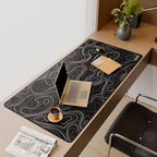 Cacoy 48" x 24" Black Topographic Gaming Mouse Pad, Non-Slip Large Desk Mat - Image 6