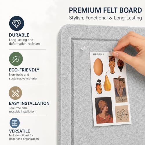 72 x 48 Inch Grey Felt Bulletin Board for Wall, Frameless - Image 3
