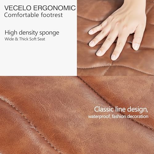 VECELO Under Desk Footrest, PU Ergonomic Foot Rest with Comfort Padding, Height Adjustable for Relieving Leg Pain, Stiffness, and etc, Brown - Image 6