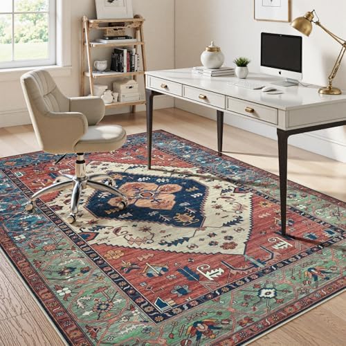 Anidaroel 8x10 Computer Chair Mat, Floor Mat for Office Chair, Under Desk Mat for Rolling Chair on Hardwood, Heavy Duty Office Chair Mat for Rolling Chairs, Anti-Slip Floor Protector Rug, Rust by Anidaroel